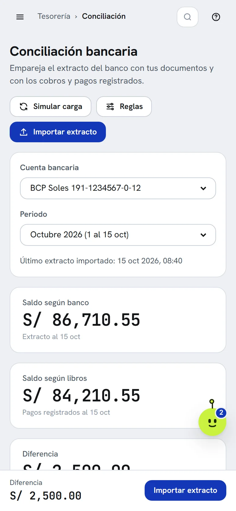 Conciliación bancaria en el teléfono