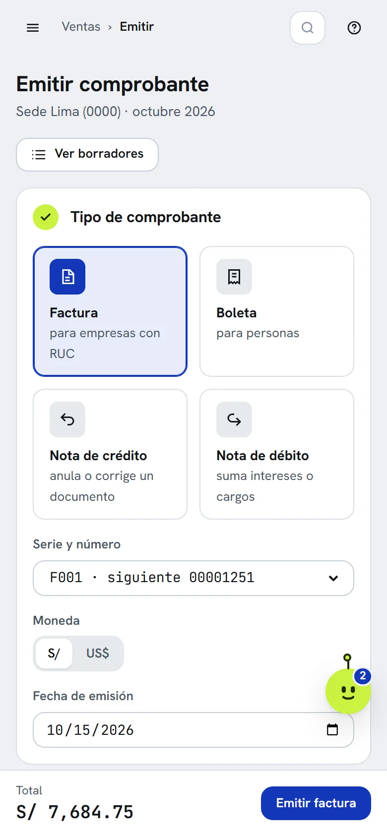 Pantalla de emisión en el teléfono